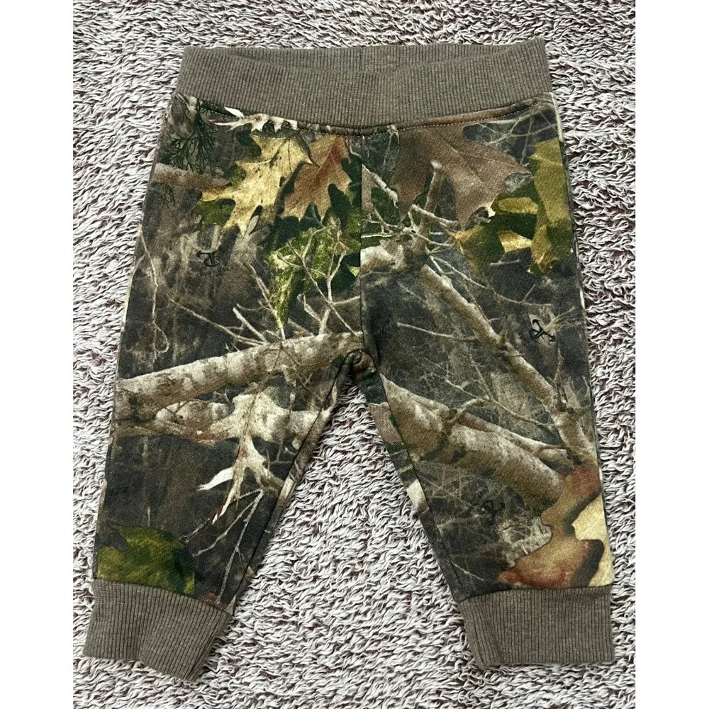 Bass Pro Shops Baby 9M Camo Jogger Sweatpants Real Tree Woodland Fleece Pants